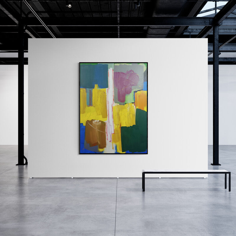 In-situ view of Mohd Majeed Mansoori's 'Varnadhyatma 010 (Harmonious Dissonance)' painting in a room