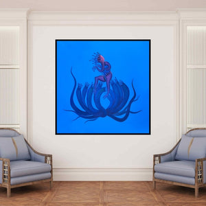 In-situ view of Nitesh Panchal's 'Vashuki' painting in a room