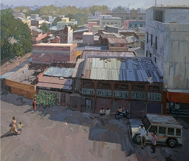 'Vibracy Of Fressness' landscape acrylic painting by artist Abhijit Jadhav, 36x42 inch, on canvas