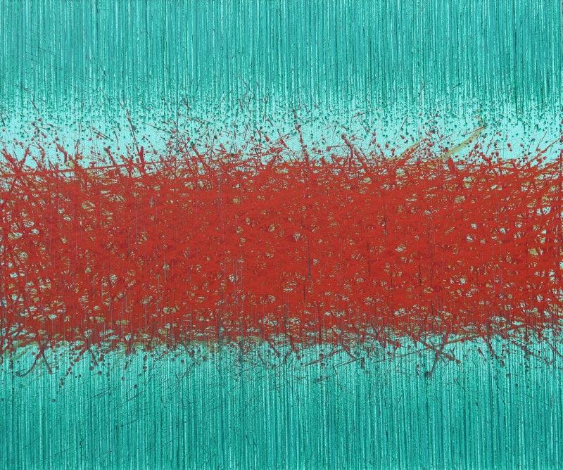 Abstract acrylic painting titled 'Vibrancy 3', 30x36 inches, by artist Satish Bhaisare on Canvas