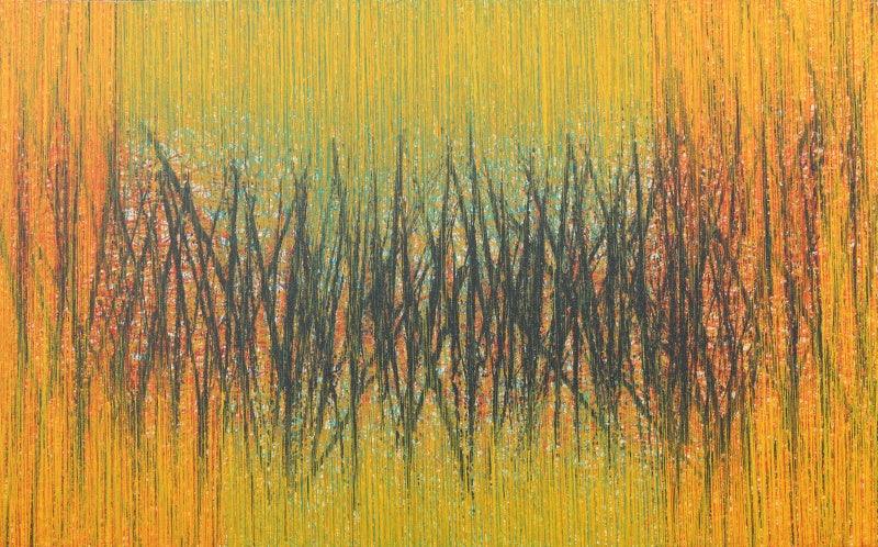 Abstract acrylic painting titled 'Vibrancy 8', 30x36 inches, by artist Satish Bhaisare on Canvas