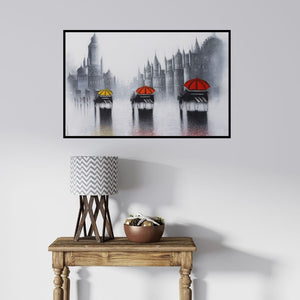 In-situ view of Somnath Bothe's 'Victoria Ride In Mumbai' painting in a room