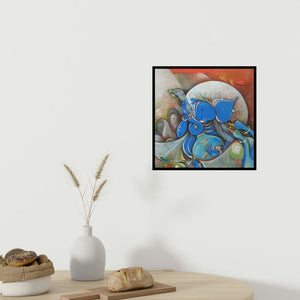 In-situ view of M Singh's 'Vighnaraja (Ganesha's Musical Meditation)' painting in a room