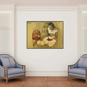 'Village 15' painting by Siddharth Shingade shown on a wall in a furnished room.