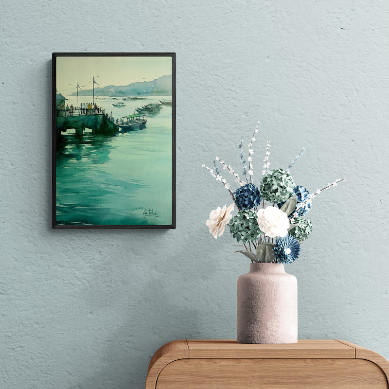 In-situ view of Gulshan Achari's 'The Viridian Effect' painting in a room