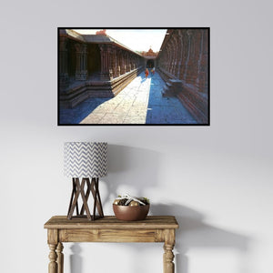 In-situ view of Pravin Pasare's 'Virupaksha Temple Hampi 2 (Lepakshi Temple Corridor)' painting in a room