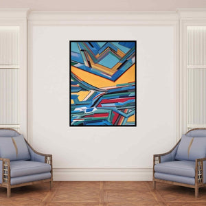 In-situ view of Ramesh Gorjala's 'Vishnu With Lotus (Krishna and the Lotus)' painting in a room