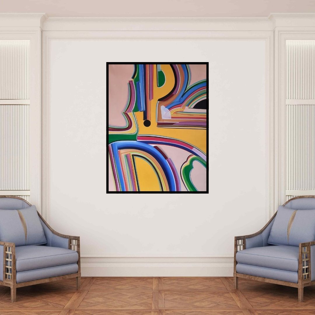 In-situ view of Amit Kalla's 'Visual Subversion Series 2 (Chromatic Convergence)' painting in a room