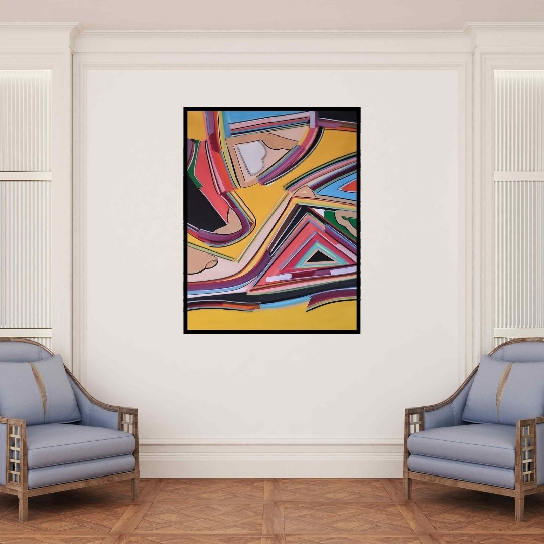 In-situ view of Amit Kalla's 'Visual Subversion Series 4 (Interplay)' painting in a room