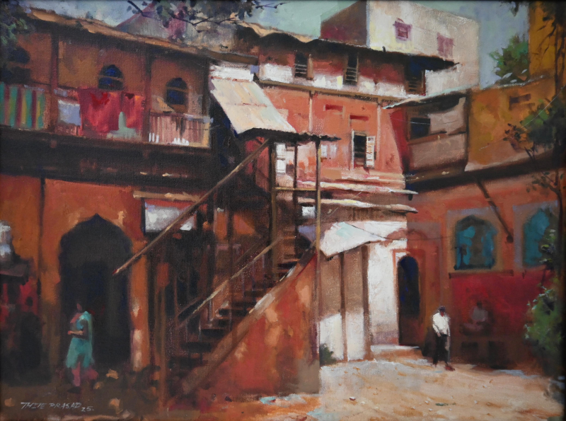 Wada' landscape oil painting by artist Prasad Thite, 18x24 inch, on canvas