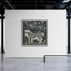 In-situ view of Supriy Sharma's 'Waiting For Judgement 3 (The Guarded Secret)' painting in a room