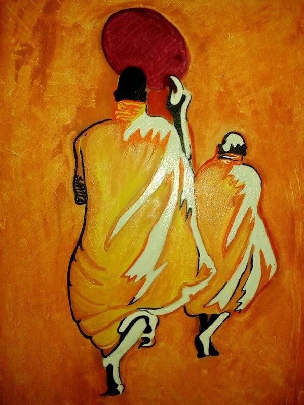 Expressionist oil painting titled 'Walk Of Difference', 28x24 inches, by artist Nishant Mishra on Canvas