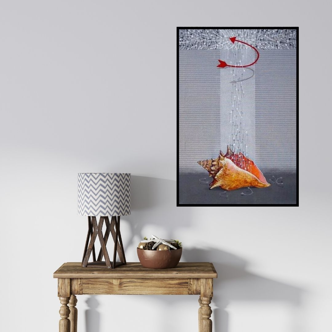 In-situ view of Yogesh Lahane's 'The War (Guided Energy)' painting in a room