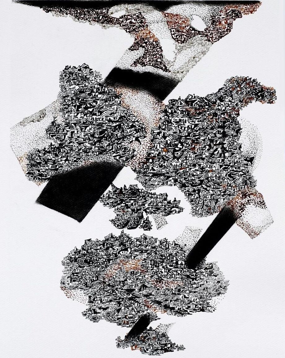 contemporary mixed media painting titled 'Water Hyacinth', 28x22 inches, by artist Kusum Lata Sharma on Fabriano Sheet