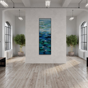 In-situ view of Swati Kale's 'Waterlilies 2' painting in a room