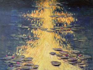 Nature acrylic painting titled 'Waterlilies 3', 36x48 inches, by artist Chaitan Bhosale on Canvas
