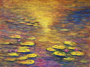 Nature acrylic painting titled 'Waterlilies 5', 36x48 inches, by artist Chaitan Bhosale on Canvas