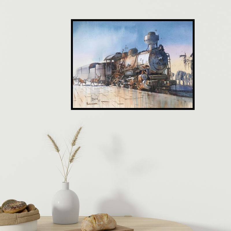 In-situ view of Bijay Biswaal's 'Wet Platform Wild 2 (Untitled)' painting in a room