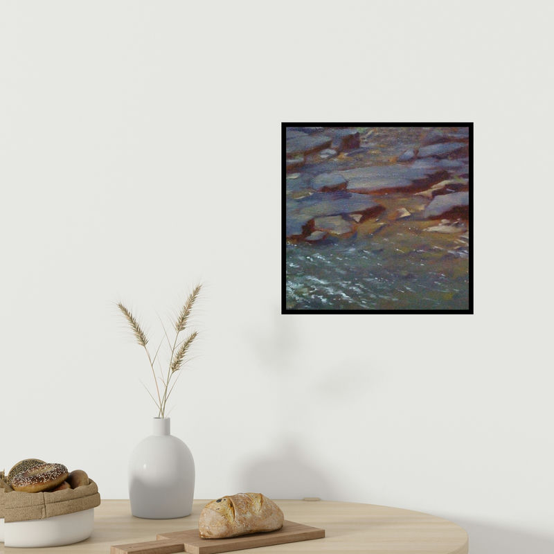 In-situ view of Uday Farat's 'Wetness 1 (Wetness 1: A Study of Texture and Light)' painting in a room