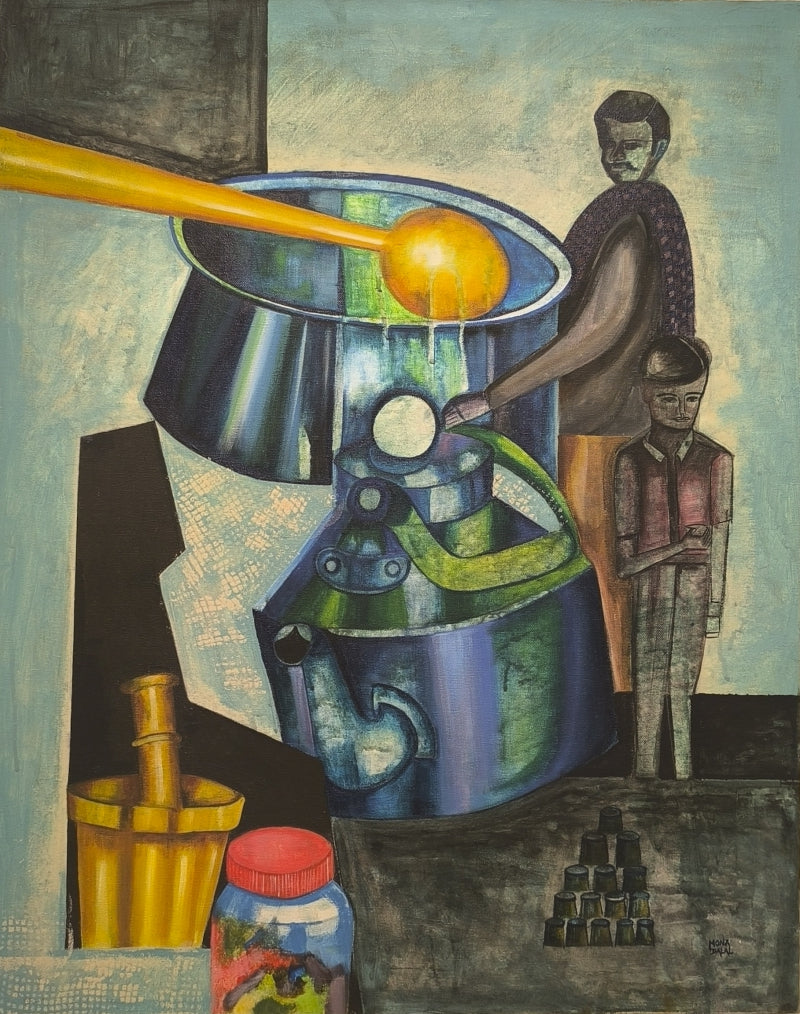 'Where The Ladle Glows' contemporary acrylic painting by artist Mona Dalal, 30x24 inch, on canvas