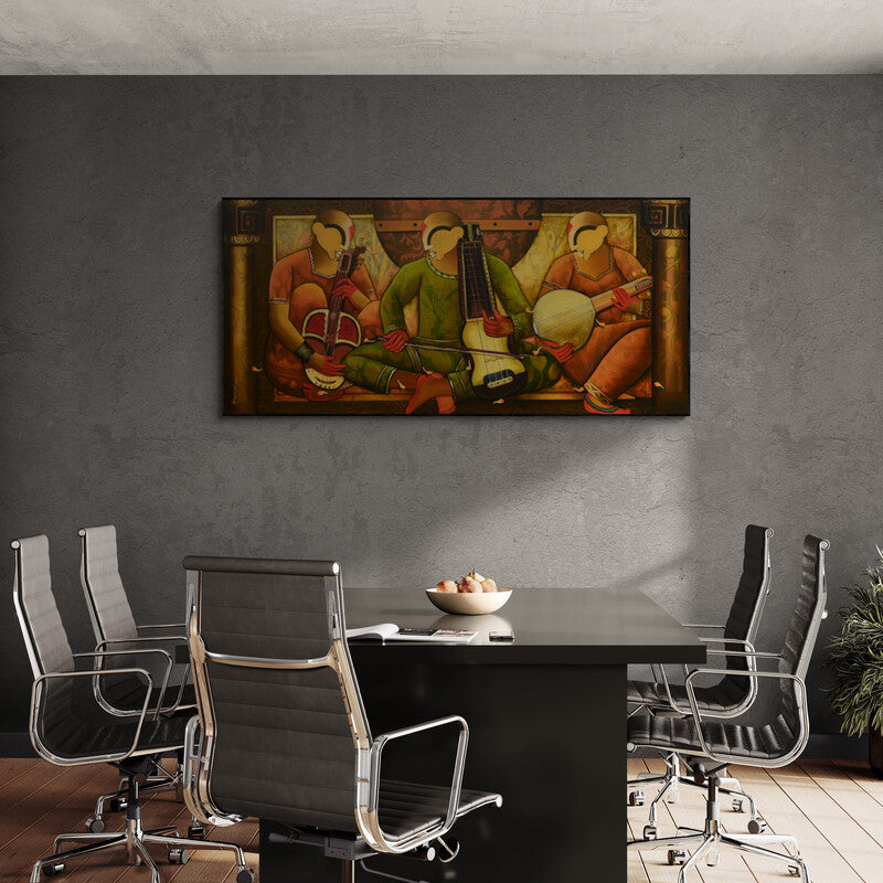 In-situ view of Anupam Pal's 'Where The Rhythm Takes You (Where the Rhythm Takes You)' painting in a room