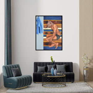 Preview of 'Which Is Right Look' Painting by Swapnil Ramgade shown on a wall in a furnished room.