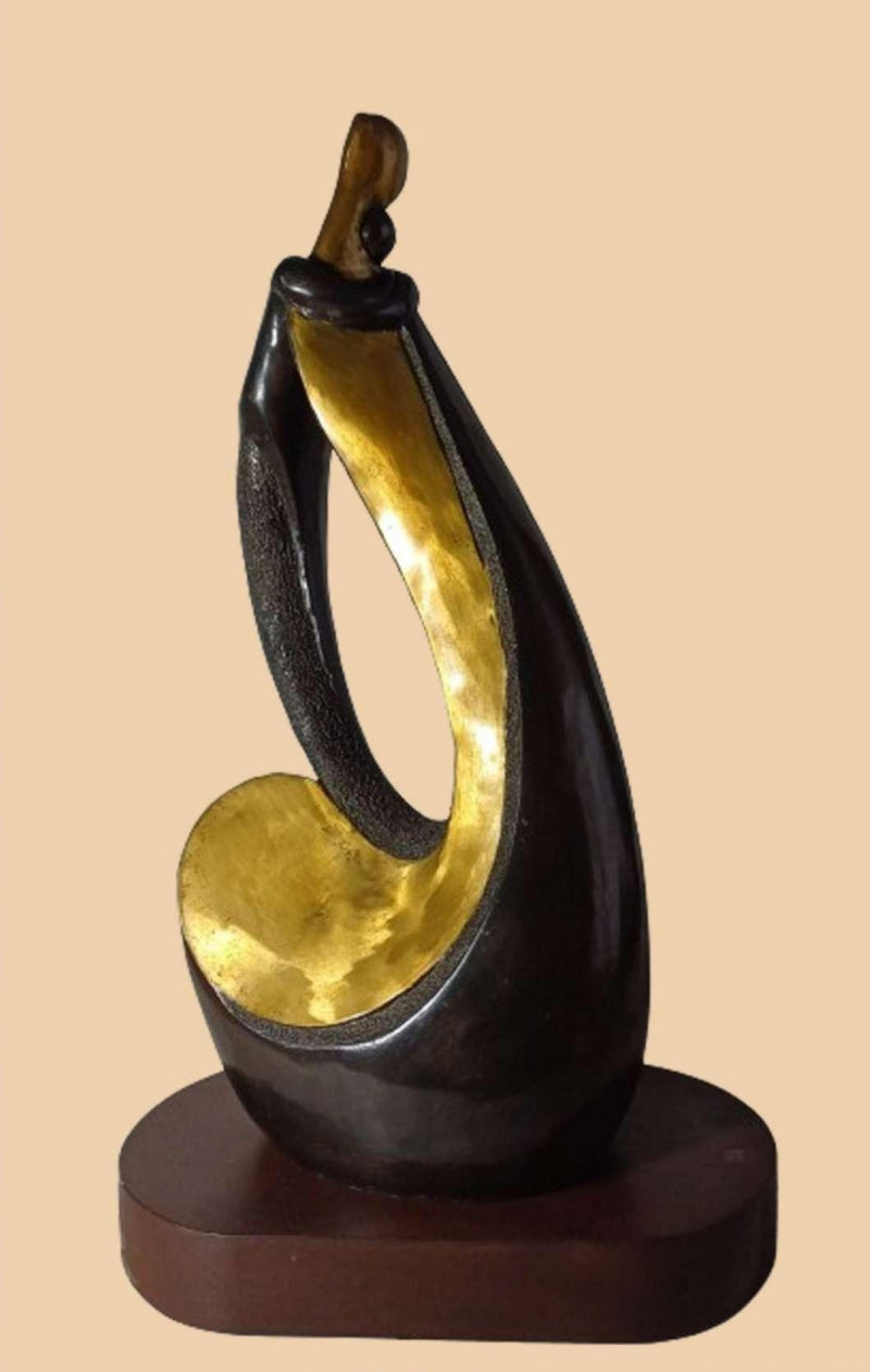 Whispering' figurative Bronze sculpture by artist Subrata Paul, 22x11 inch, on bronze