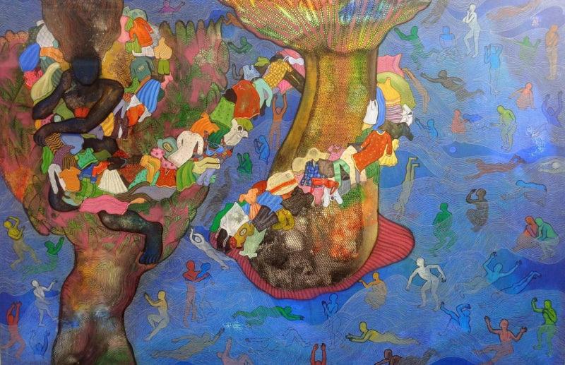 contemporary acrylic painting titled 'Who We Are', 48x72 inches, by artist Santosh Pattar on Canvas