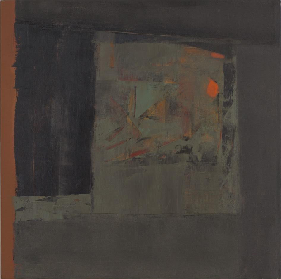 'Windowpane' abstract acrylic painting by artist Suchita Tarde, 26x26 inch, on canvas