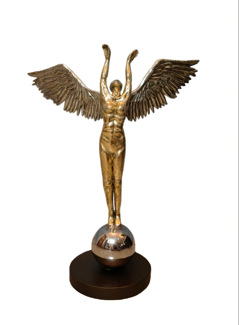 The Winged Queen' figurative Brass, German Metal sculpture by artist Pratibha Singh, 23x11 inch, on brass, german metal
