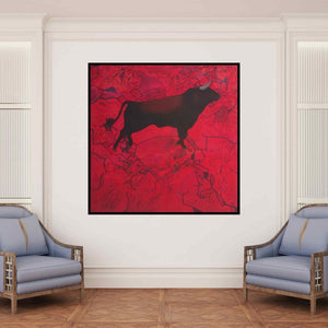 In-situ view of Govind Biswas's 'The Winner' painting in a room