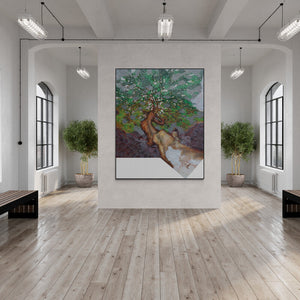 In-situ view of Manoj Paturkar's 'As Within So Without 1 (Tree with Bird)' painting in a room