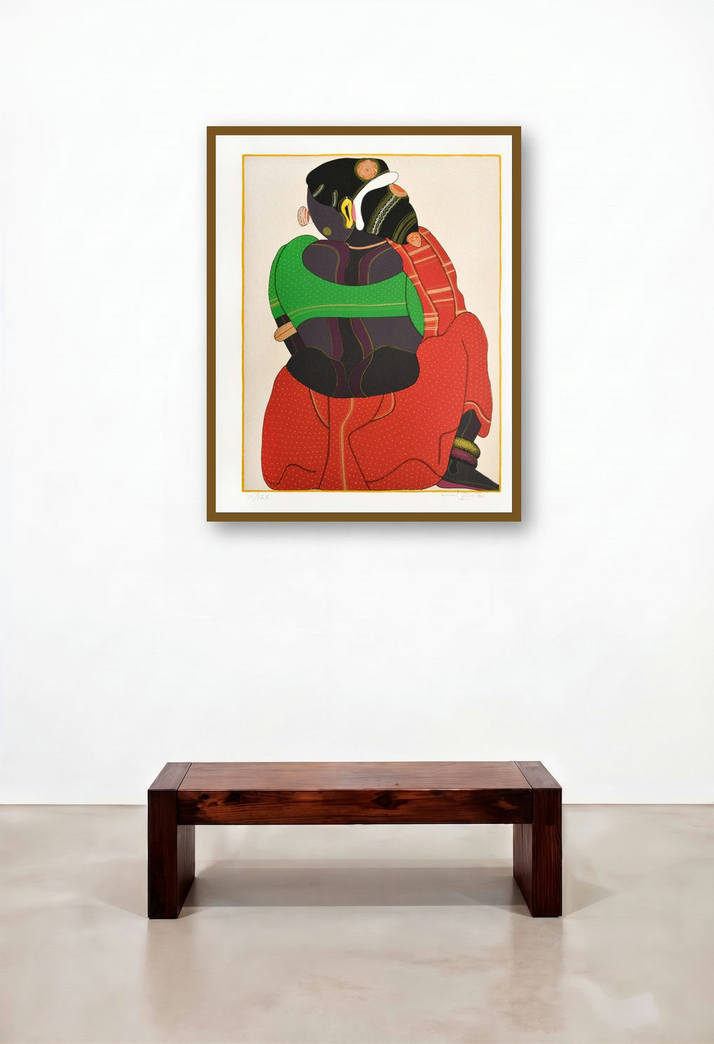 Woman In Green In Red (Motherly Embrace)