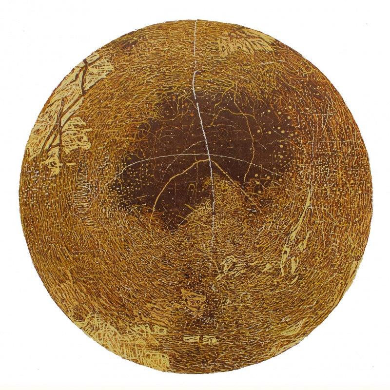 Abstract acrylic painting titled 'WOODEN VISCOSITY 3', 20x20 inches, by artist Murali Chinnasami on Wood