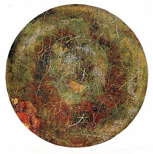 Wooden Viscosity 5 (Verdant Labyrinth) by Murali Chinnasami, Original Acrylic Abstract Painting on Wood, Small Circular Wall Art