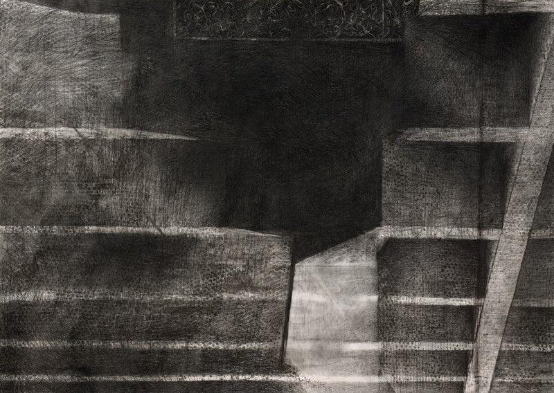 Abstract mixed media drawing titled 'Work Done Is Zero', 42x60 inches, by artist Apurba Salui on Paper