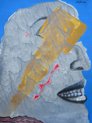 Wounded (Electric Persona) by Mithun Dasgupta, Original Acrylic Fantasy Painting on Acid Free Paper, X-Small Vertical Wall Art