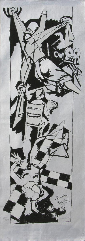 Yeh Kaun Sa Modh Hai Umar Ka 10 (Director's Vision) by M F Husain, Serigraph Serigraphs Figurative Painting on Paper, Small Vertical Wall Art