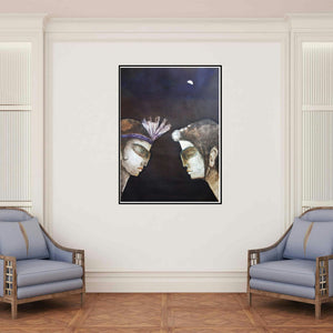 'You And Me I' painting by Manoj Muneshwar shown on a wall in a furnished room.