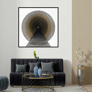 Mamoon Nomani's 'You Can Move In Sight (The Infinite Corridor)' painting visualized above a sofa in a contemporary room.