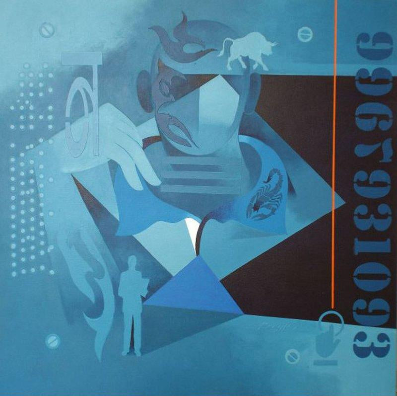 Figurative acrylic painting titled 'Youthness 3', 32x32 inches, by artist Ranjit Singh on Canvas