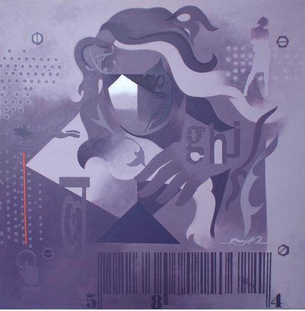 Figurative acrylic painting titled 'Youthness 4', 32x32 inches, by artist Ranjit Singh on Canvas