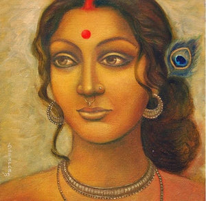 Zabhisarika Ii by Suparna Dey, Original Oil Figurative Painting on Canvas, X-Small Square Wall Art