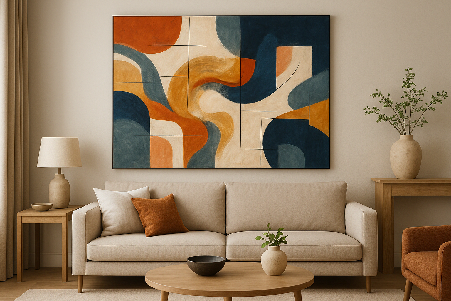 Abstract Art in Living Room: Tips to Pick the Perfect Wall Painting