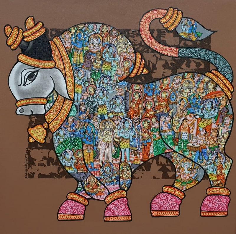 Celebrate the Divine with Exquisite Indian Cow Paintings - Exclusive Collection Available for Sale Online