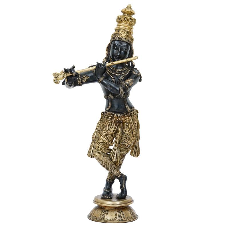 Krishna Flute Brass Statue | Exquisite Indian Craftsmanship - Exclusive Collection Available for Sale Online