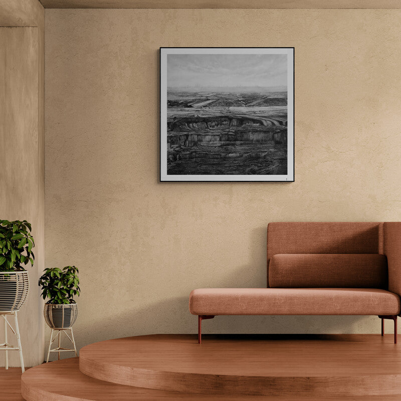 In-situ view of Manish Sharma's '1 (The Anthropocene Mark)' painting in a room