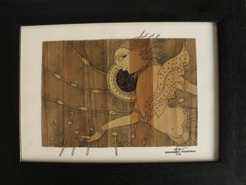 Figurative ink drawing titled '101', 29x37 inches, by artist Manikandan Punnakkal on Leaf