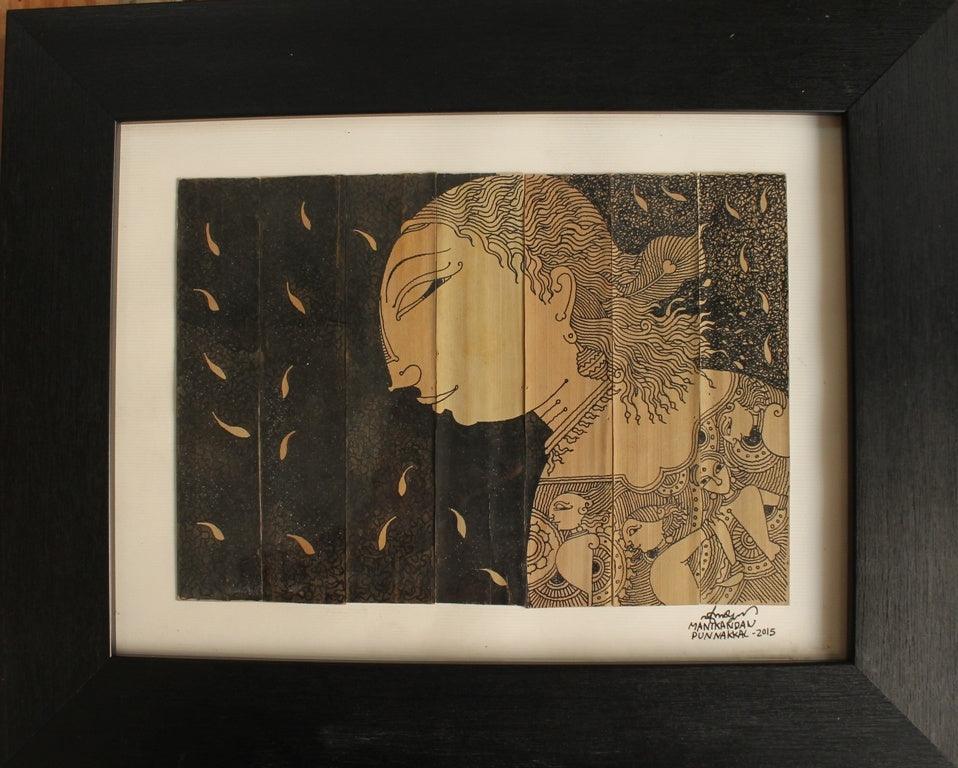 Figurative ink drawing titled '102', 29x36 inches, by artist Manikandan Punnakkal on Leaf