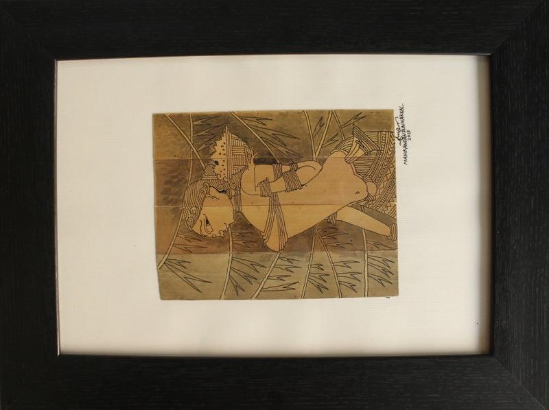 Figurative ink drawing titled '116', 37x28 inches, by artist Manikandan Punnakkal on Leaf